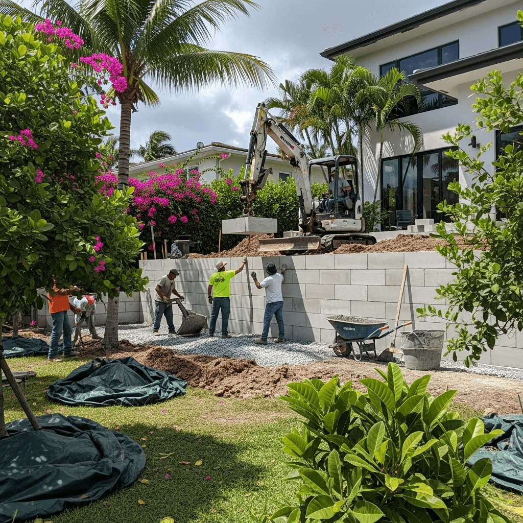 concrete retaining wall north miami